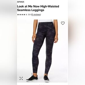 Spanx Black Camo "Look at me now" High-Waisted Seamless Leggings size M NWT